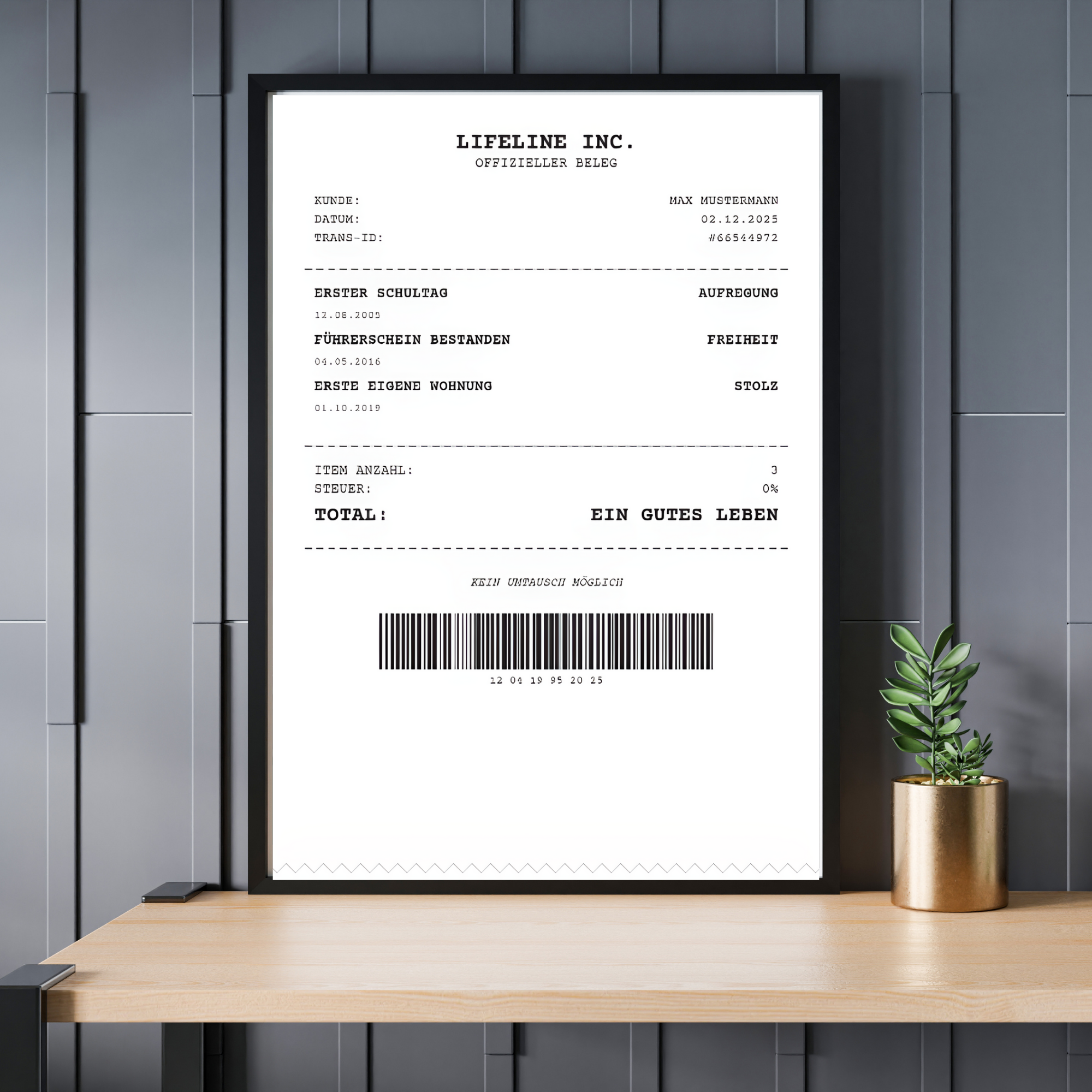Dein Leben als Kassenbon – Personalisiertes "Receipt" Poster