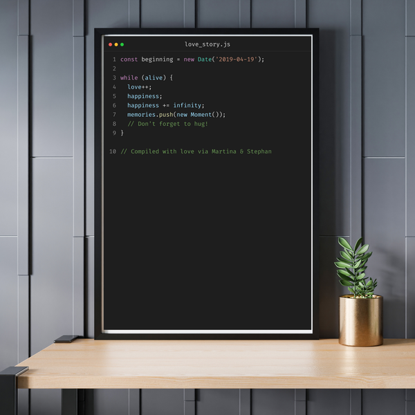 Der Source Code eurer Liebe – Personalisiertes Code-Poster