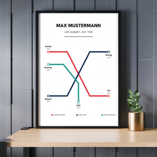 Die Reise deines Lebens – Personalisiertes "Transit Map" Poster