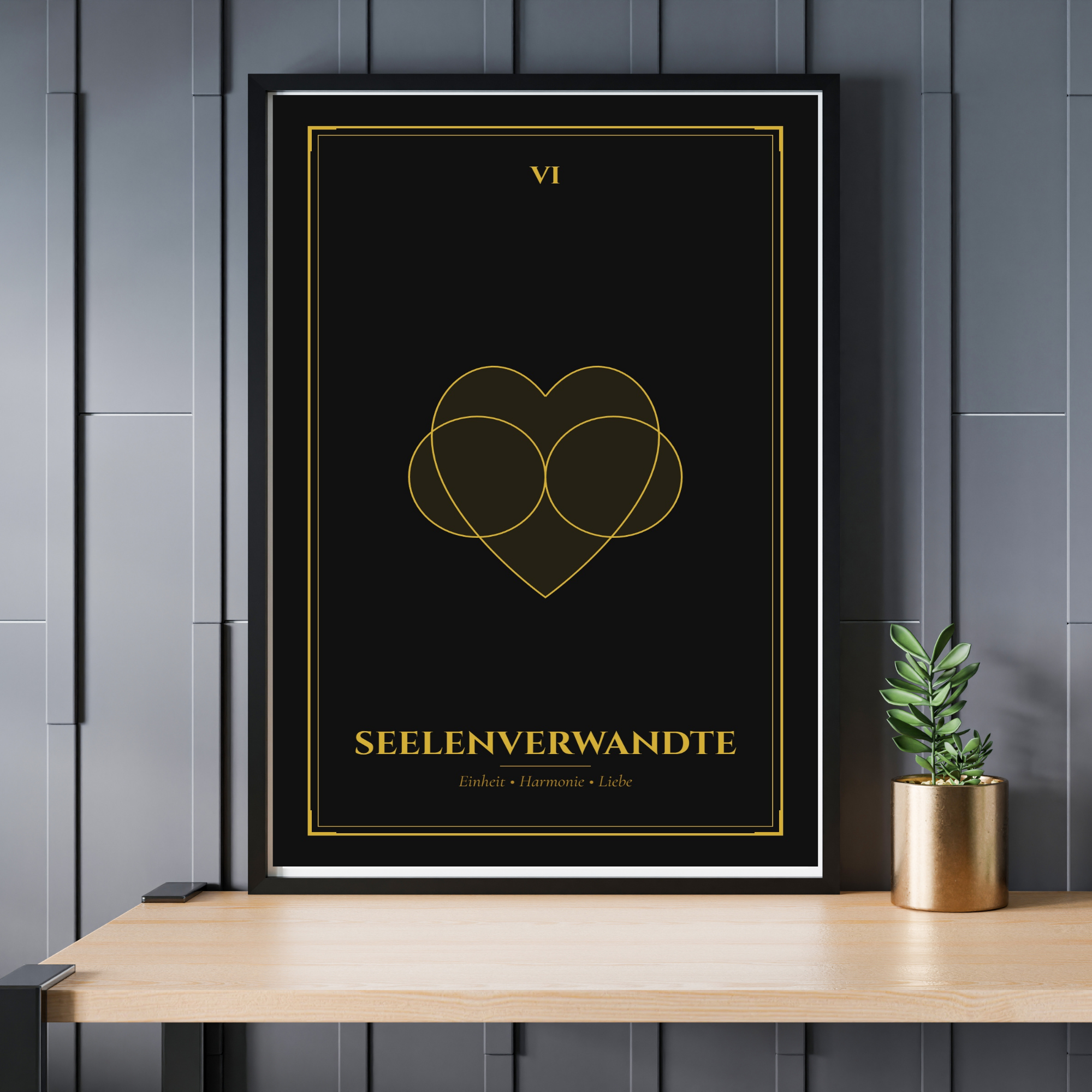 "Deine Seelenkarte" – Personalisiertes Tarot-Poster (Gold Edition)