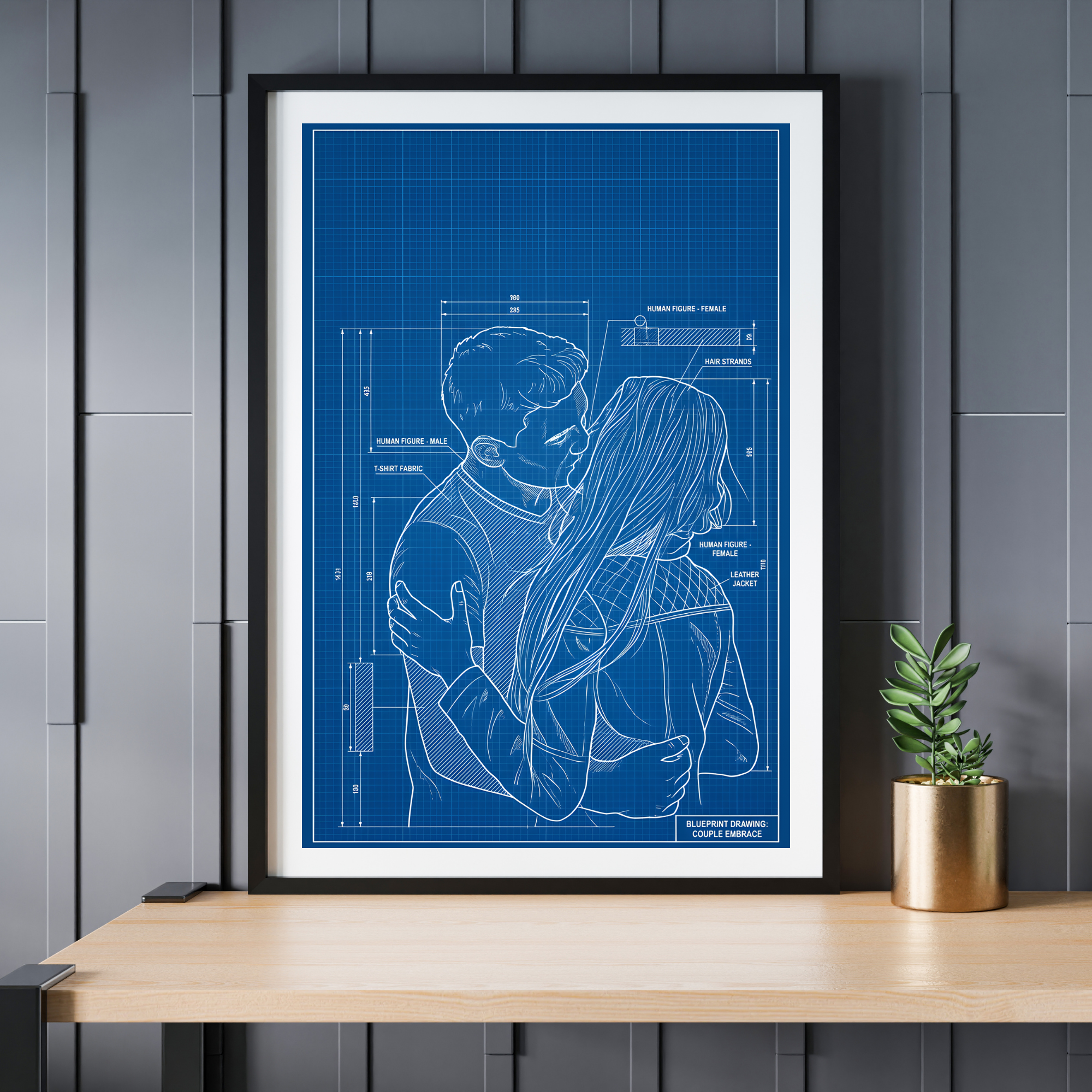 Dein Foto als Blueprint – Personalisiertes Wandbild als technische Zeichnung