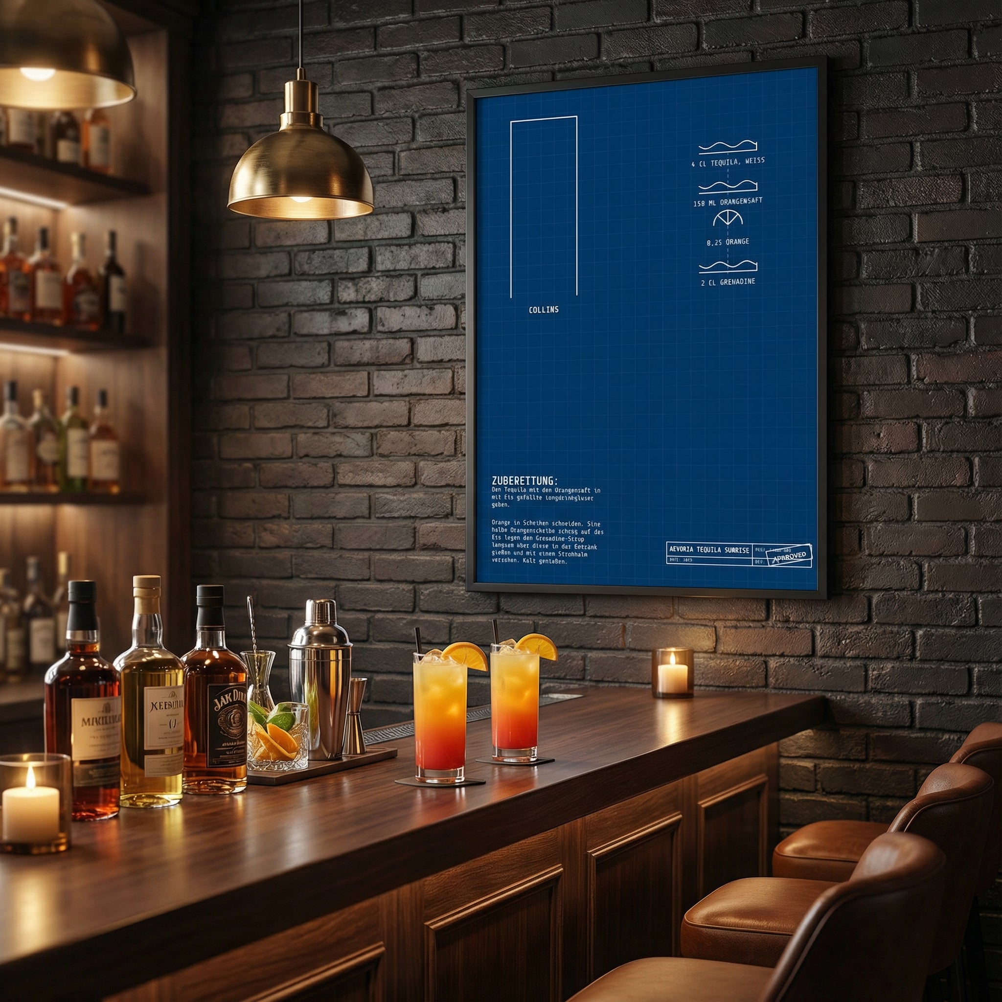 Dein Drink als Technische Zeichnung – Custom Bar Art