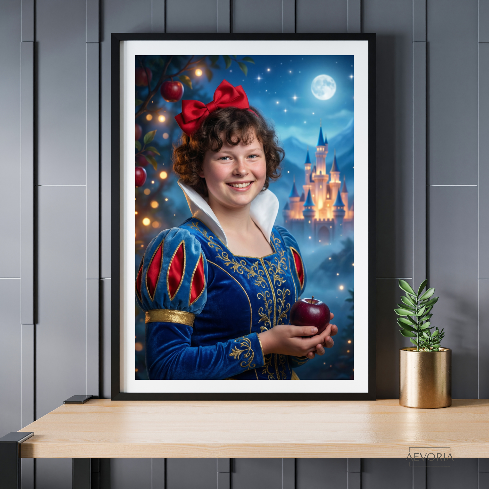 Dein ganz persönliches Wandbild "Märchenprinzessin" – Du als Schneewittchen