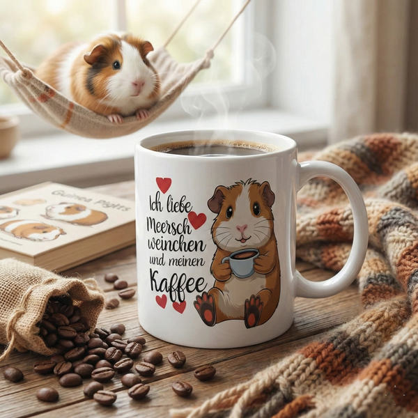 Keramiktasse "Meerschweinchen & Kaffee" – Süßer Becher für Nager-Fans