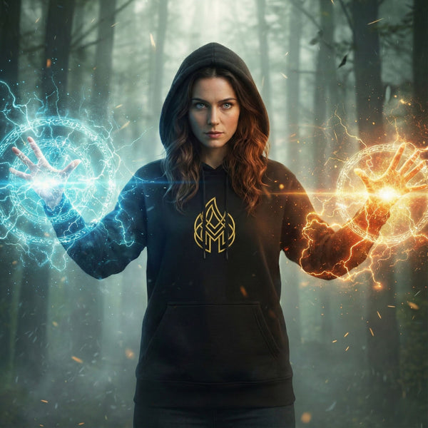Mythara Signature Hoodie – „The Golden Spark“ | Premium Gold-Metallic Print