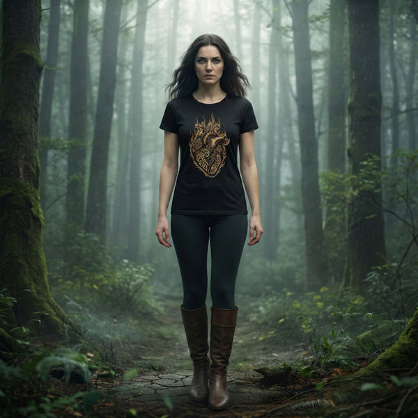 Mythara T-Shirt – „Fireheart“ | Celtic Anatomy Art (Bio-Baumwolle)