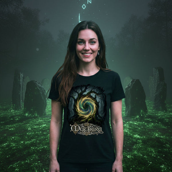 Mythara T-Shirt – „Nature’s Core“ | The Glowing Portal Tree (Bio-Baumwolle)