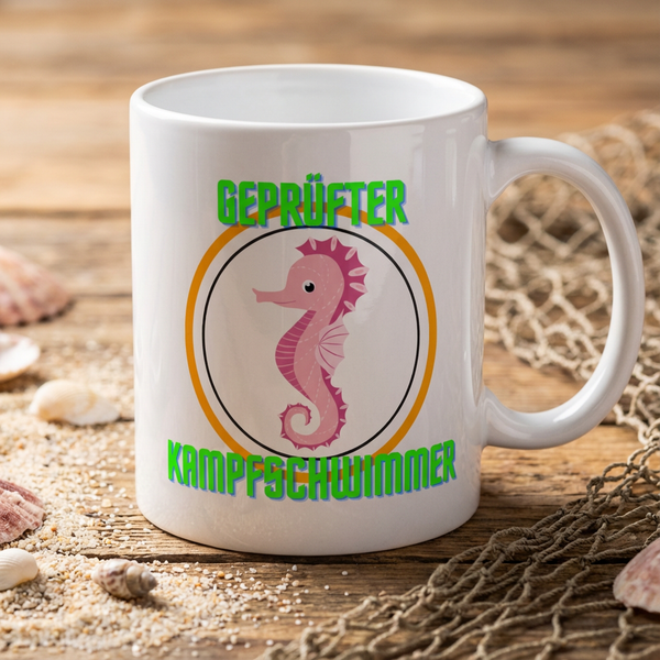 Personalisierte Tasse "Seepferdchen Champion" – Geschenk zum bestandenen Schwimmabzeichen