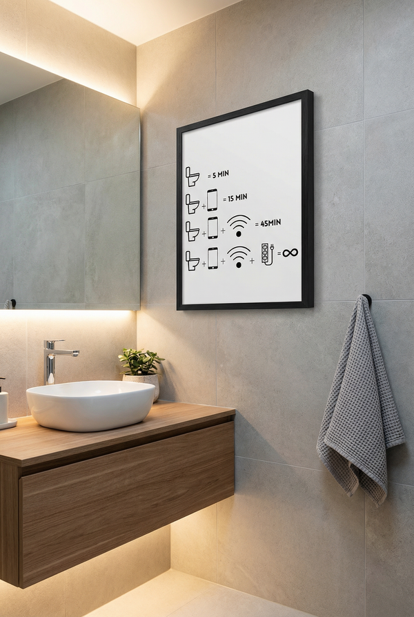 Poster "Zeiten auf dem Klo" – Witzige Statistik & Wanddeko für das Gäste-WC