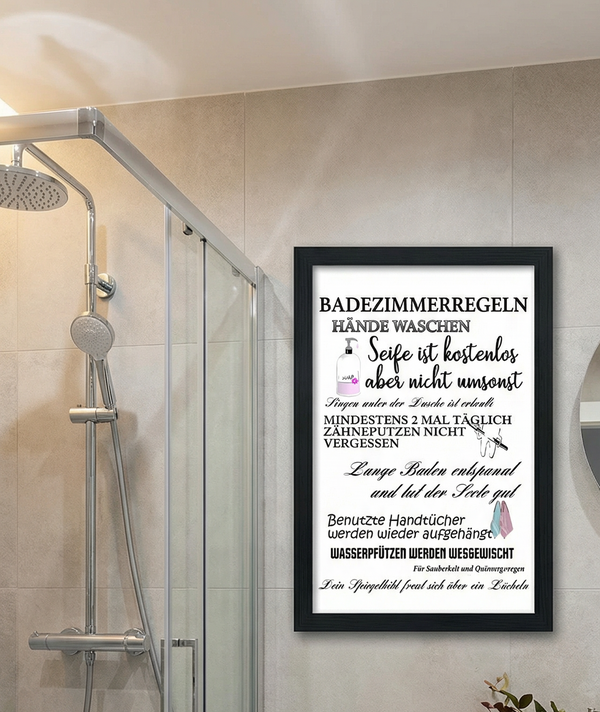 Poster "Badezimmer-Regeln" – Witzige Wanddeko & Knigge für das Gäste-WC