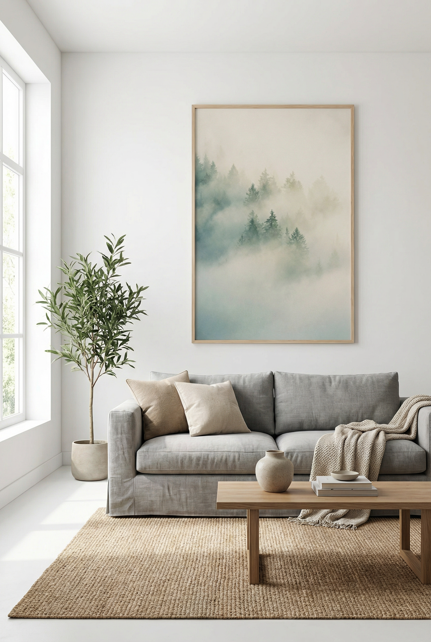 Poster "Ethereal Mist: Der Nebelwald" – Minimalistische Naturfotografie