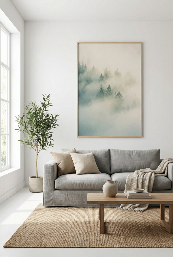 Poster "Ethereal Mist: Der Nebelwald" – Minimalistische Naturfotografie