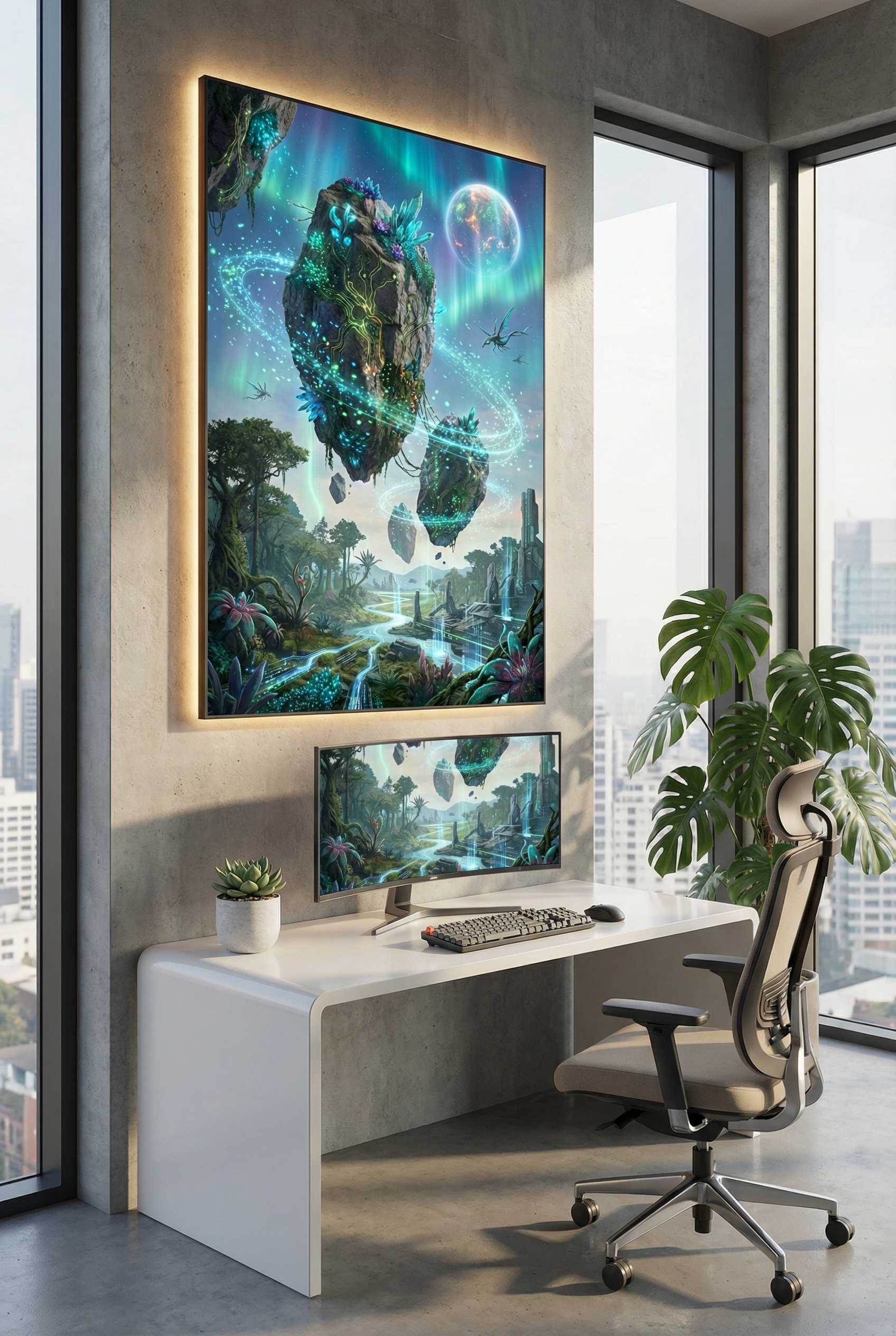 Poster "Bio-Digital: Floating Realms" – Schwebende Inseln Fantasy Art