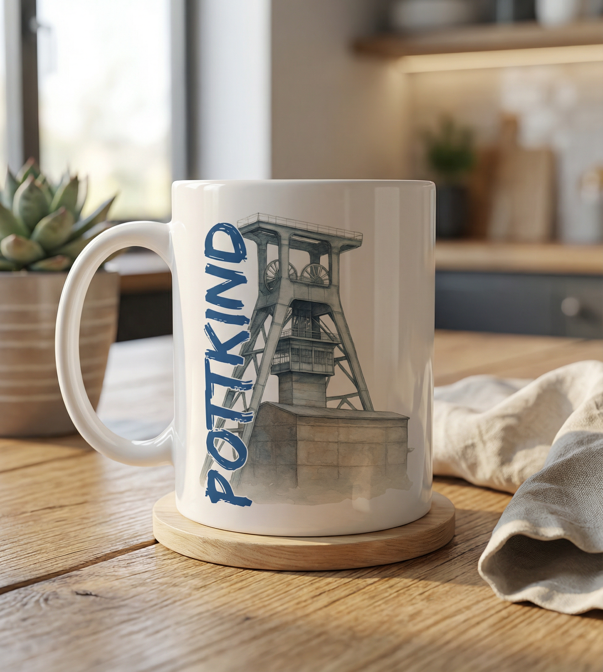 Personalisierte Ruhrpott Tasse "Glück auf" mit Namen – Geschenk für echte Kumpel