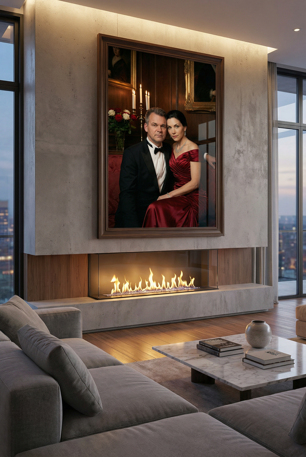 Dein ganz persönliches Paar-Wandbild "Die Paten" – Verwandelt eure Fotos in ein Mafia-Paar