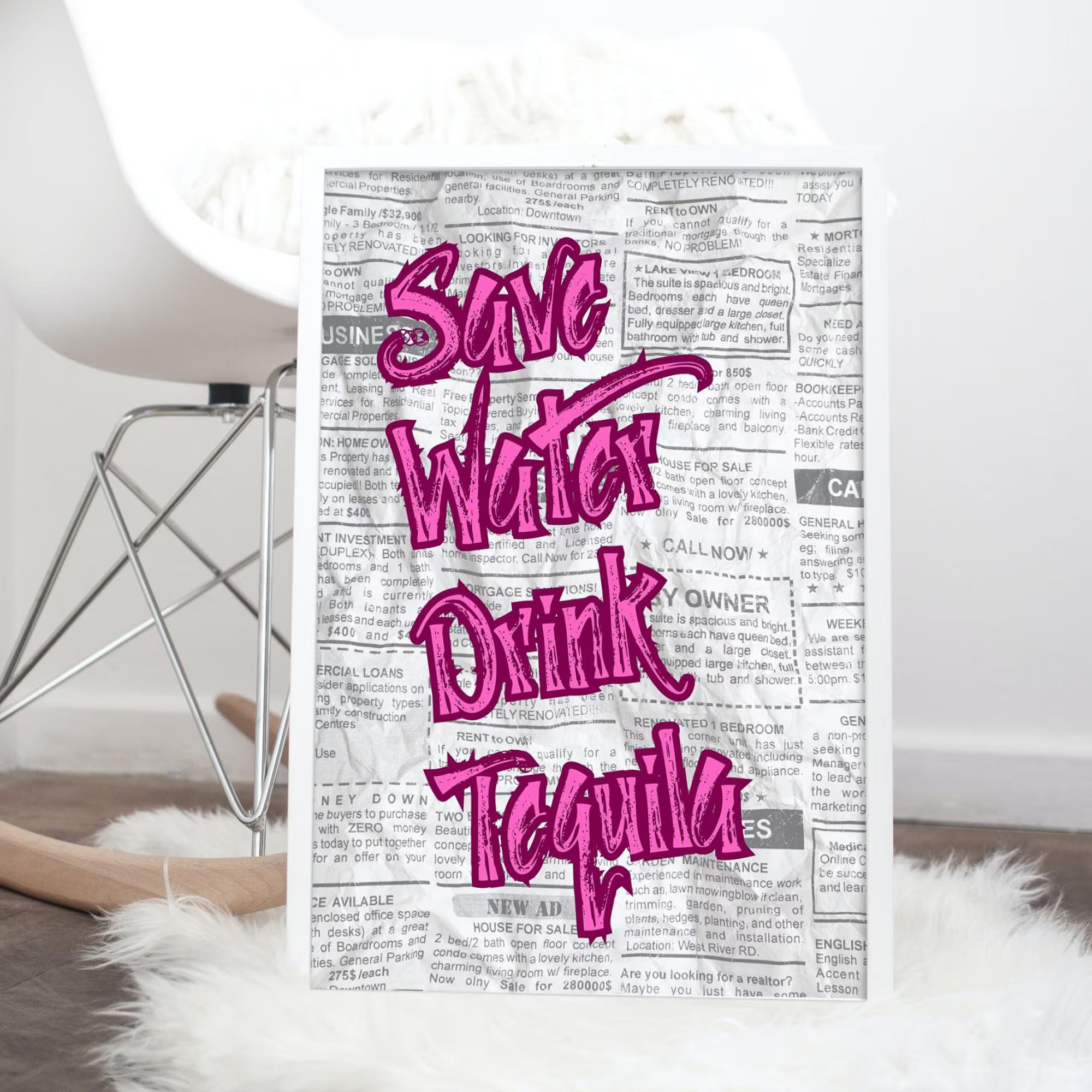 Poster "Save Water Drink Tequila" – Vintage Wandbild für Bar & Küche