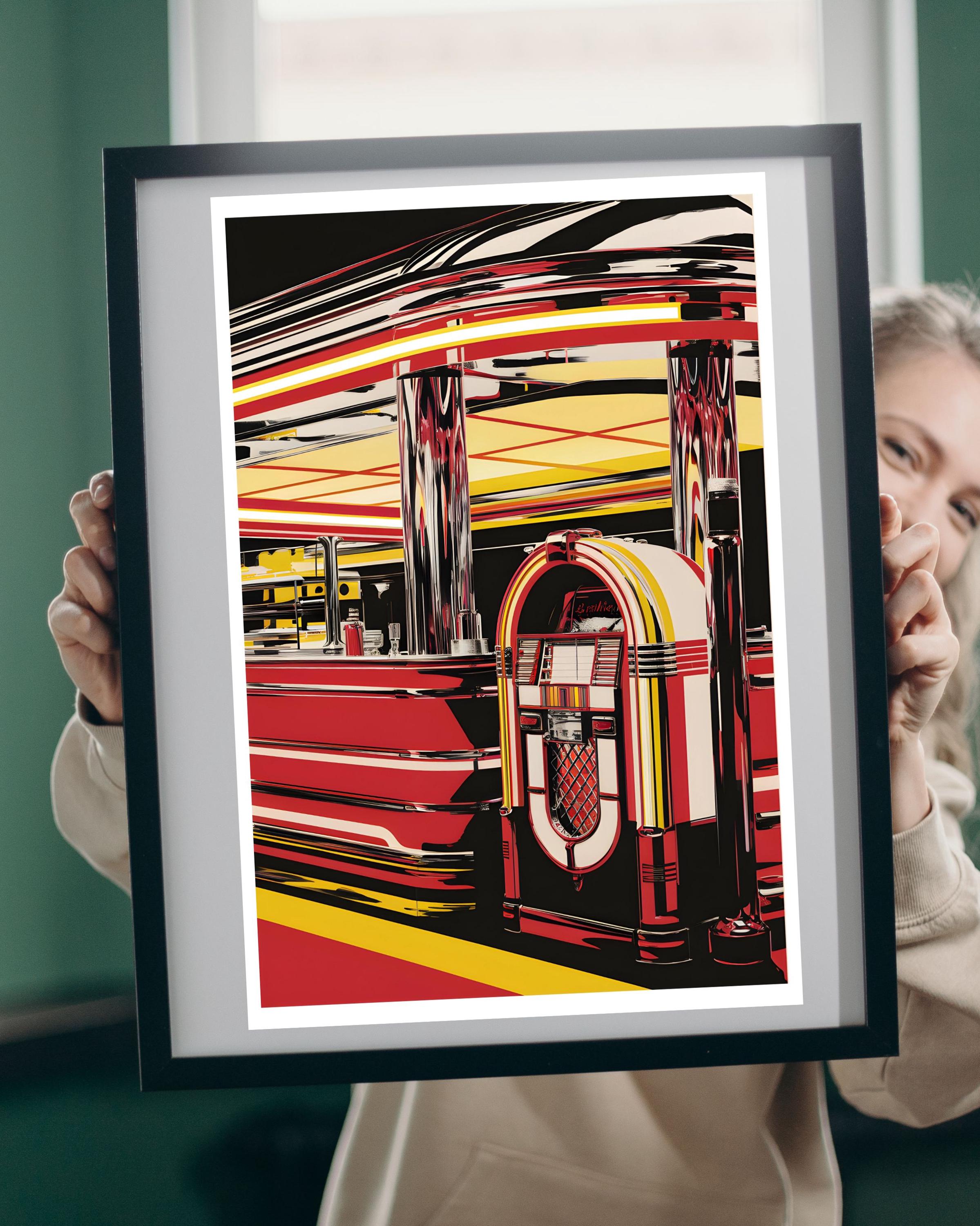 Retro Musicbox Poster – Vintage Jukebox Wandbild für Musikliebhaber