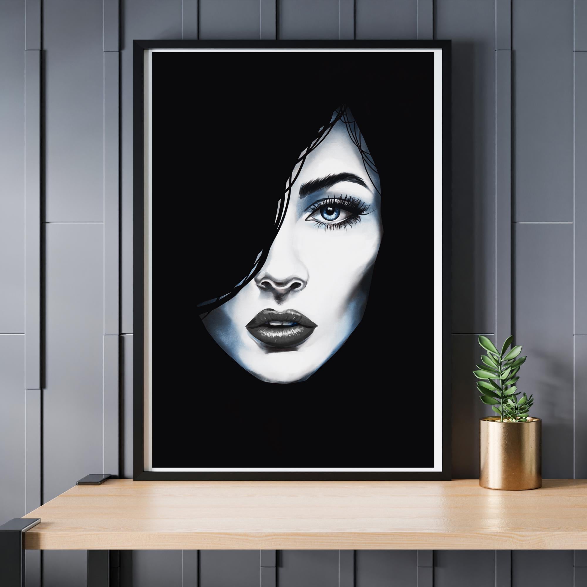 Schwarz-Weiß Frauenportrait Poster – Elegante Fotokunst für dein Zuhause