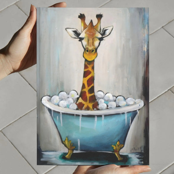 Lustiges Giraffen Poster – Humorvolle Badezimmer Deko & Wandkunst