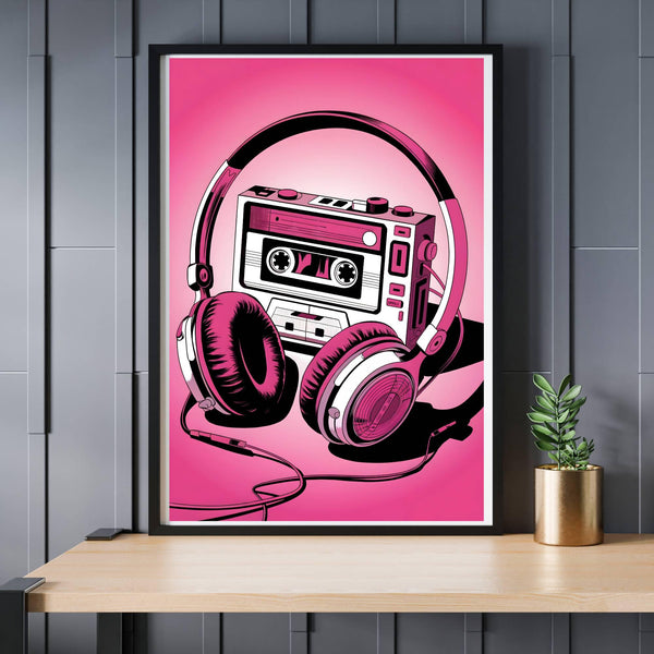 Retro Walkman Poster – Vintage Kassettenspieler Wandbild für Musikfans