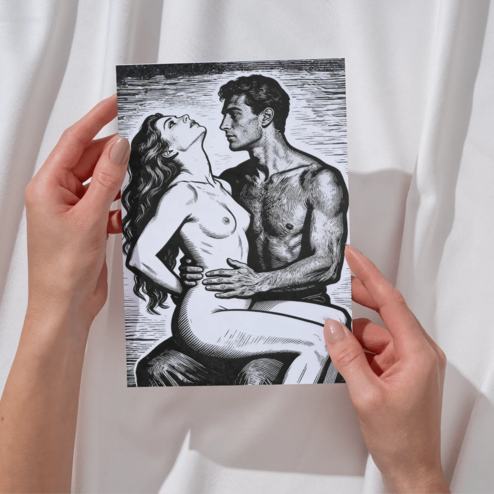 Erotische Kunst Poster Liebespaar Schwarz Weiß Kunstdruck