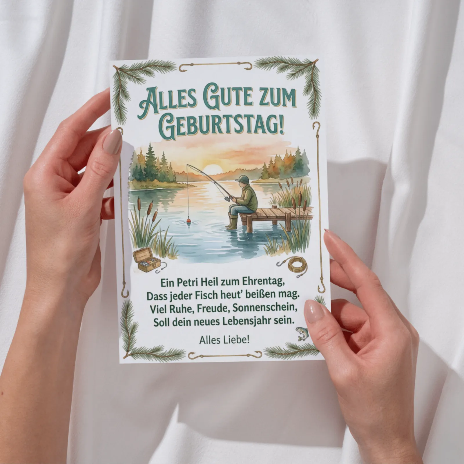 Geburtstagskarte Angler Petri Heil Grußkarte