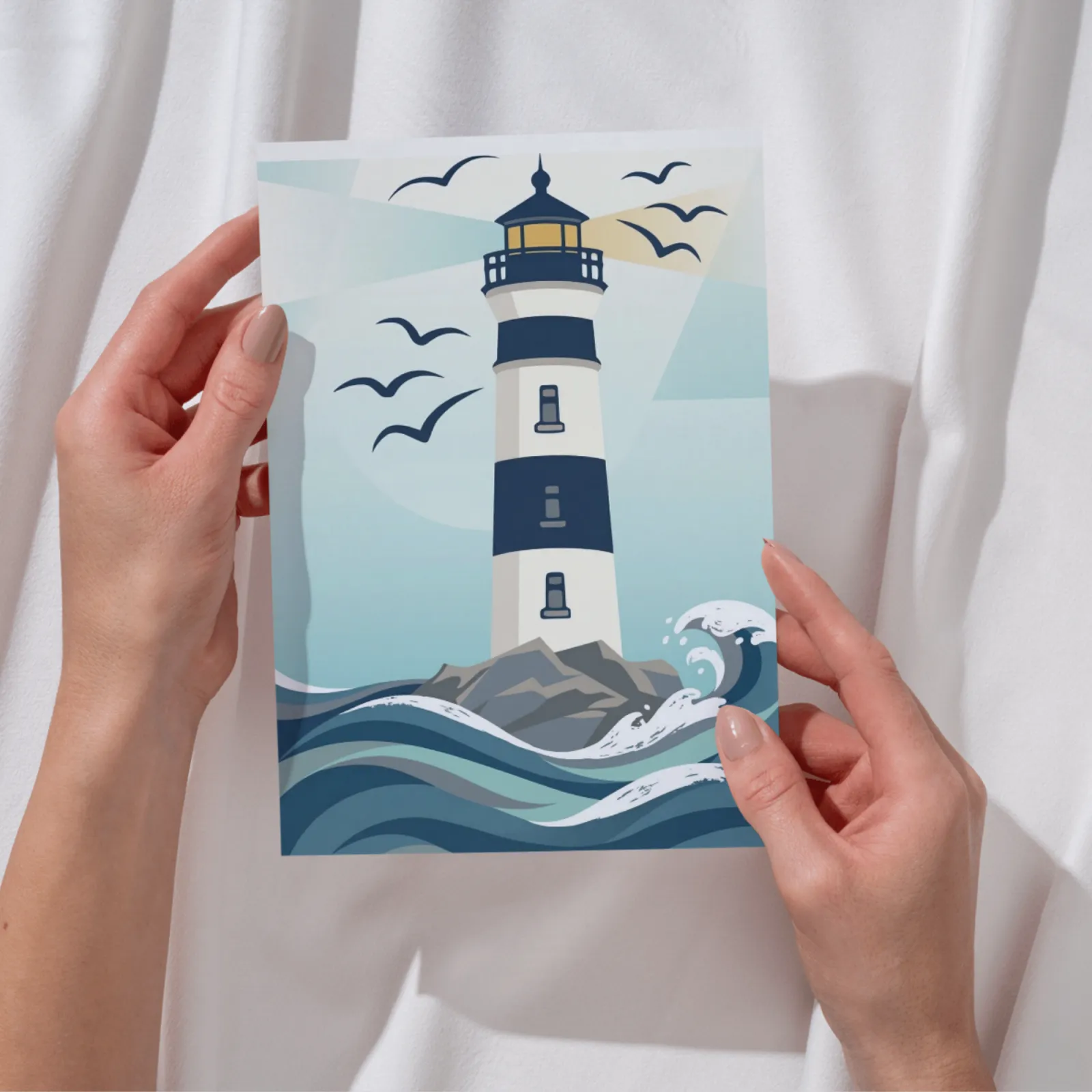 Leuchtturm Meer Kunstdruck Maritim Wandbild