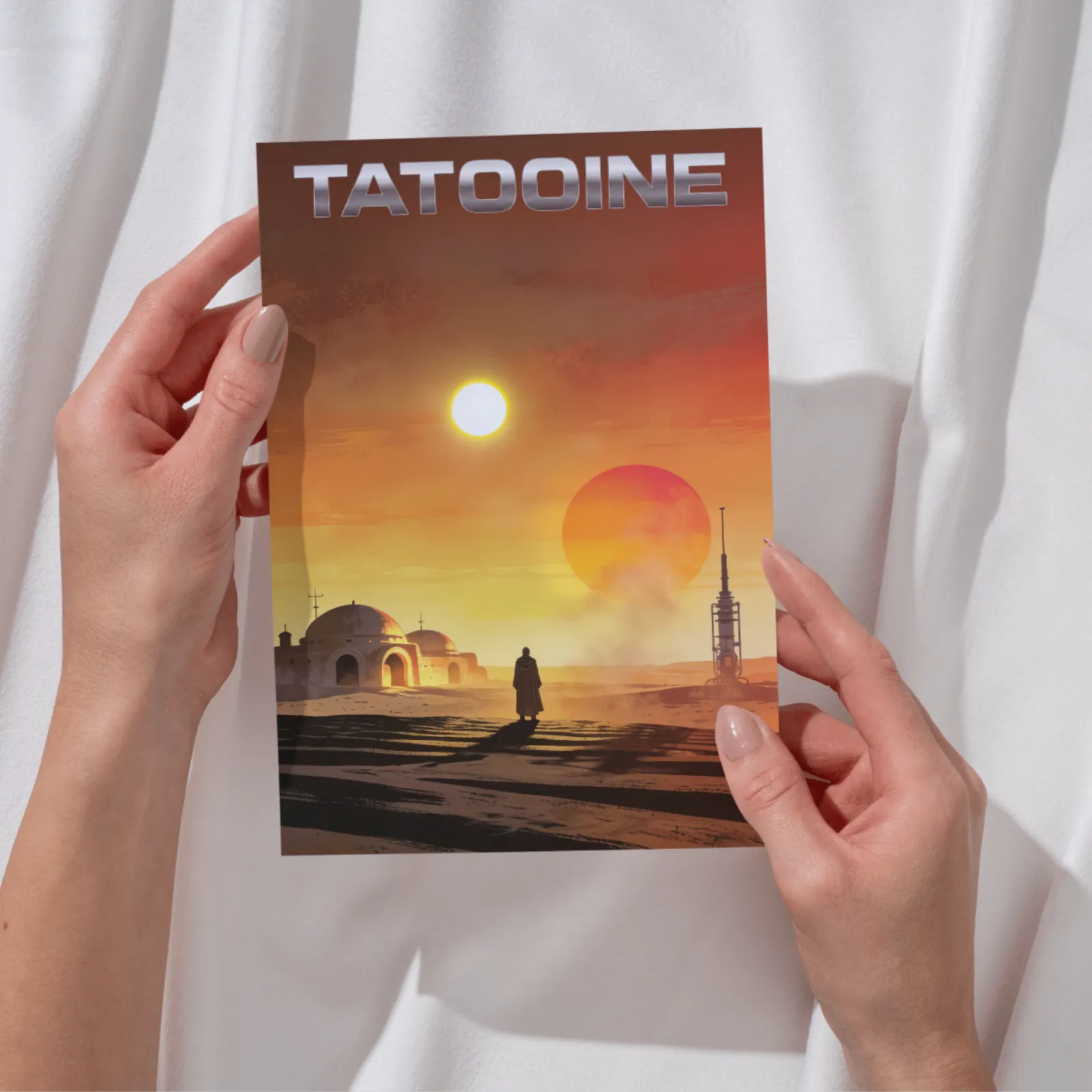 Tatooine Poster Vintage Sci-Fi Wandbild Wüstenplanet Reise Kunstdruck