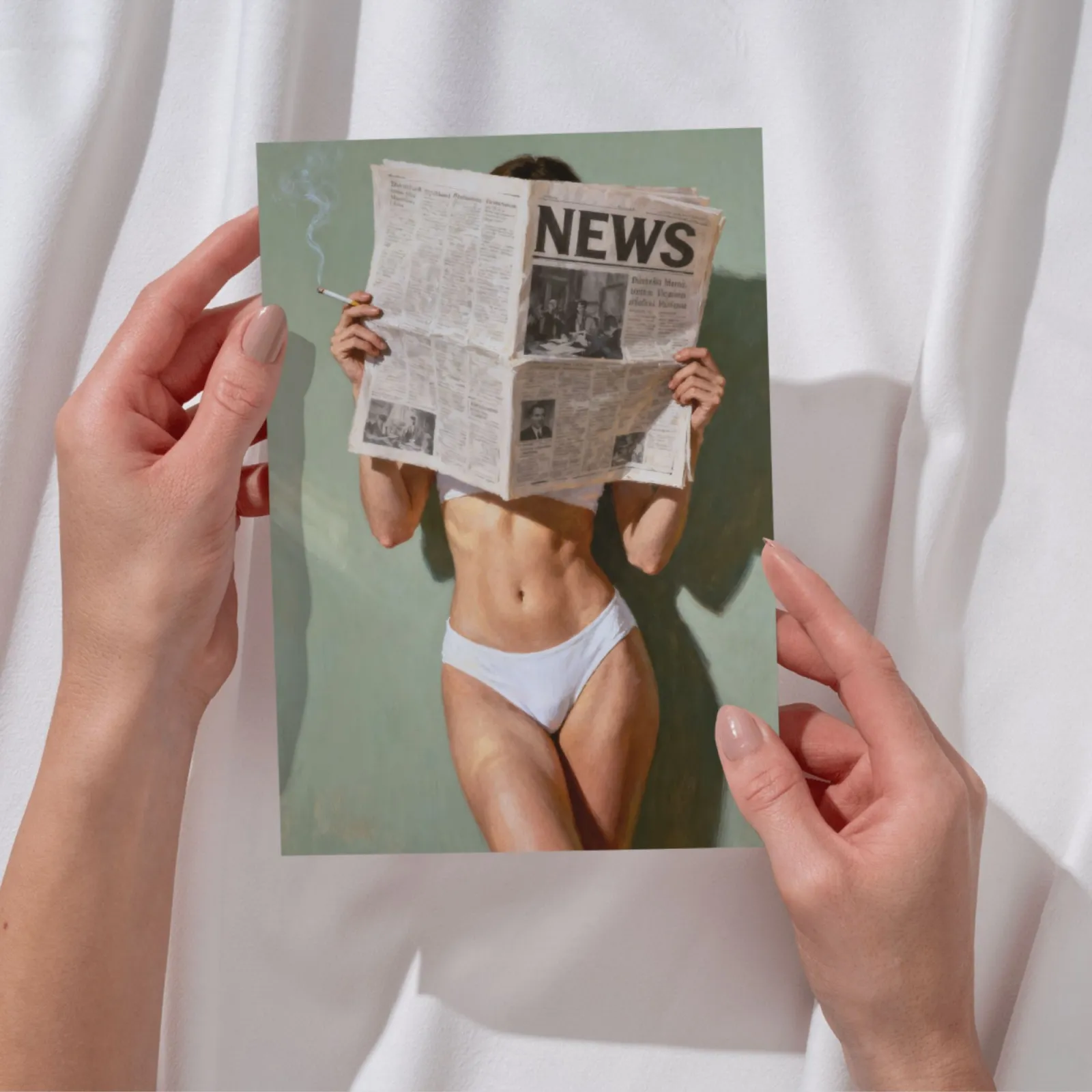 Vintage Poster Frau Zeitung Kunstdruck