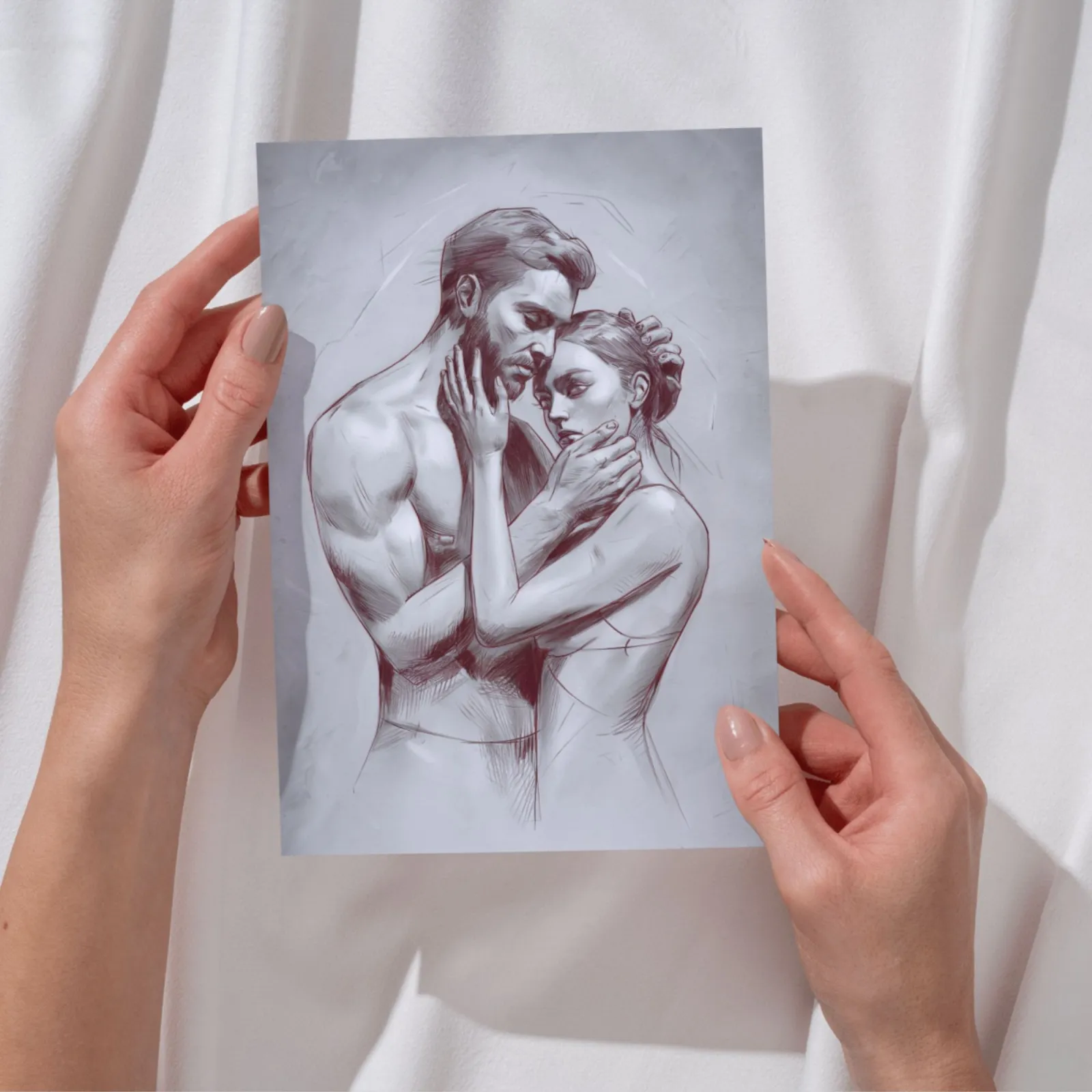 Paar Umarmung Kunstdruck Skizze Liebe Wandbild