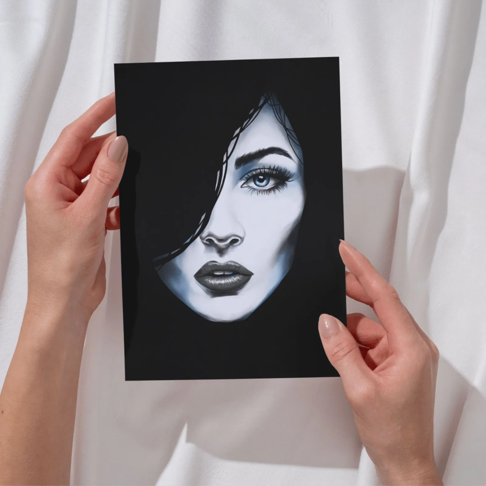 Frau Gesicht Kunstdruck Schwarz Weiß