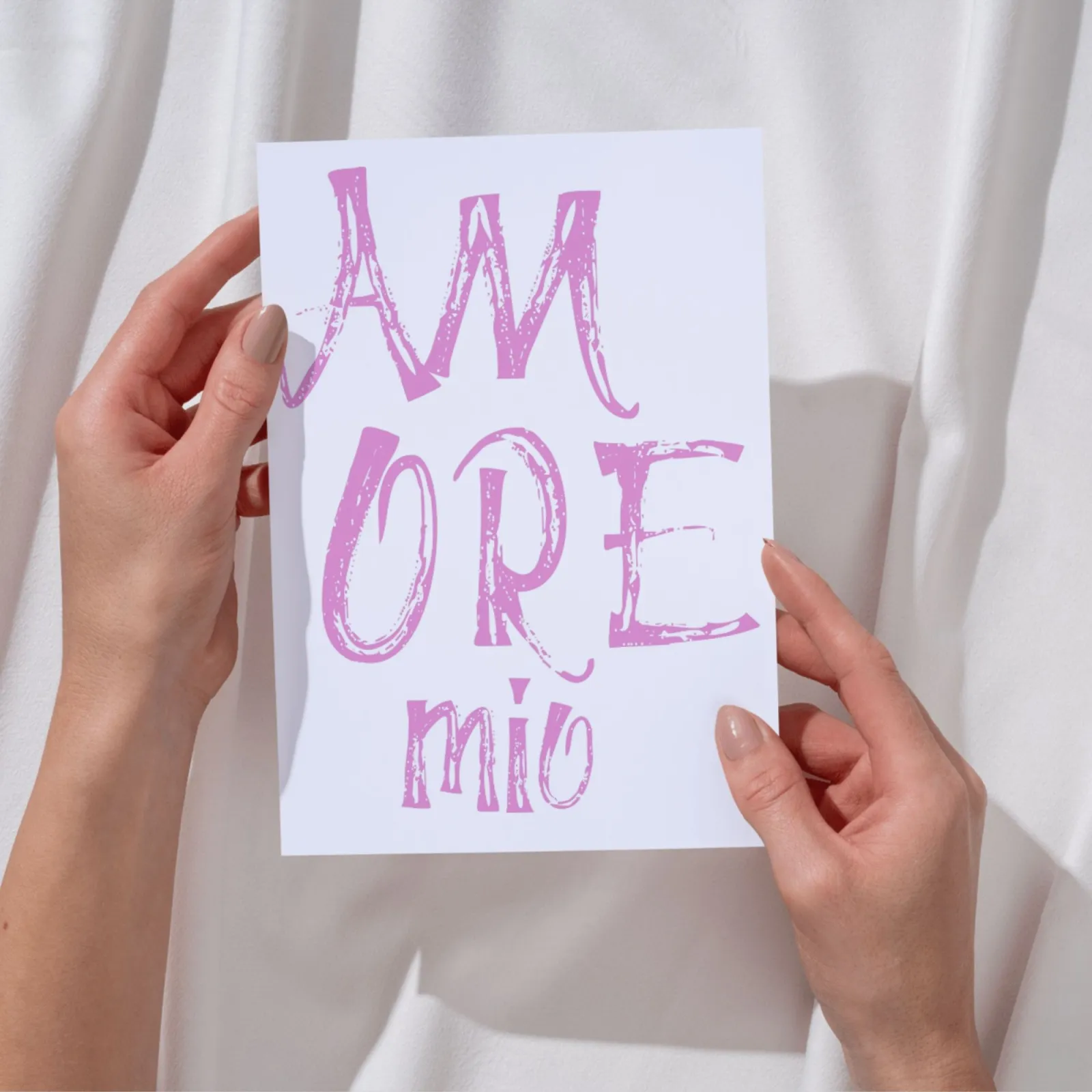 Amore Mio Kunstdruck Pink Typografie Wandbild