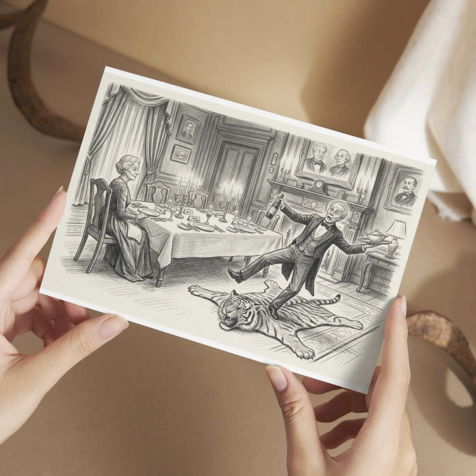 Dinner for One Poster Postkarte Silvester Deko