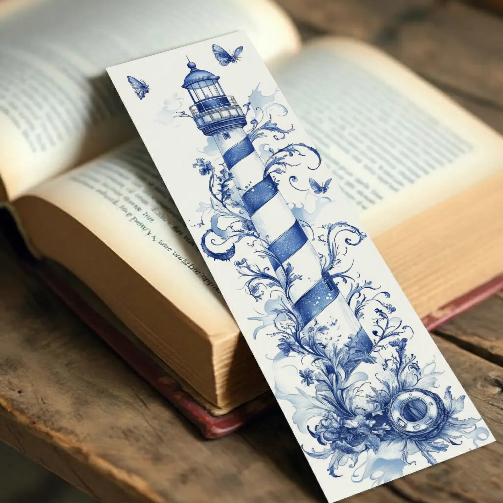 Lesezeichen Leuchtturm Floral Maritim Buchzubehör