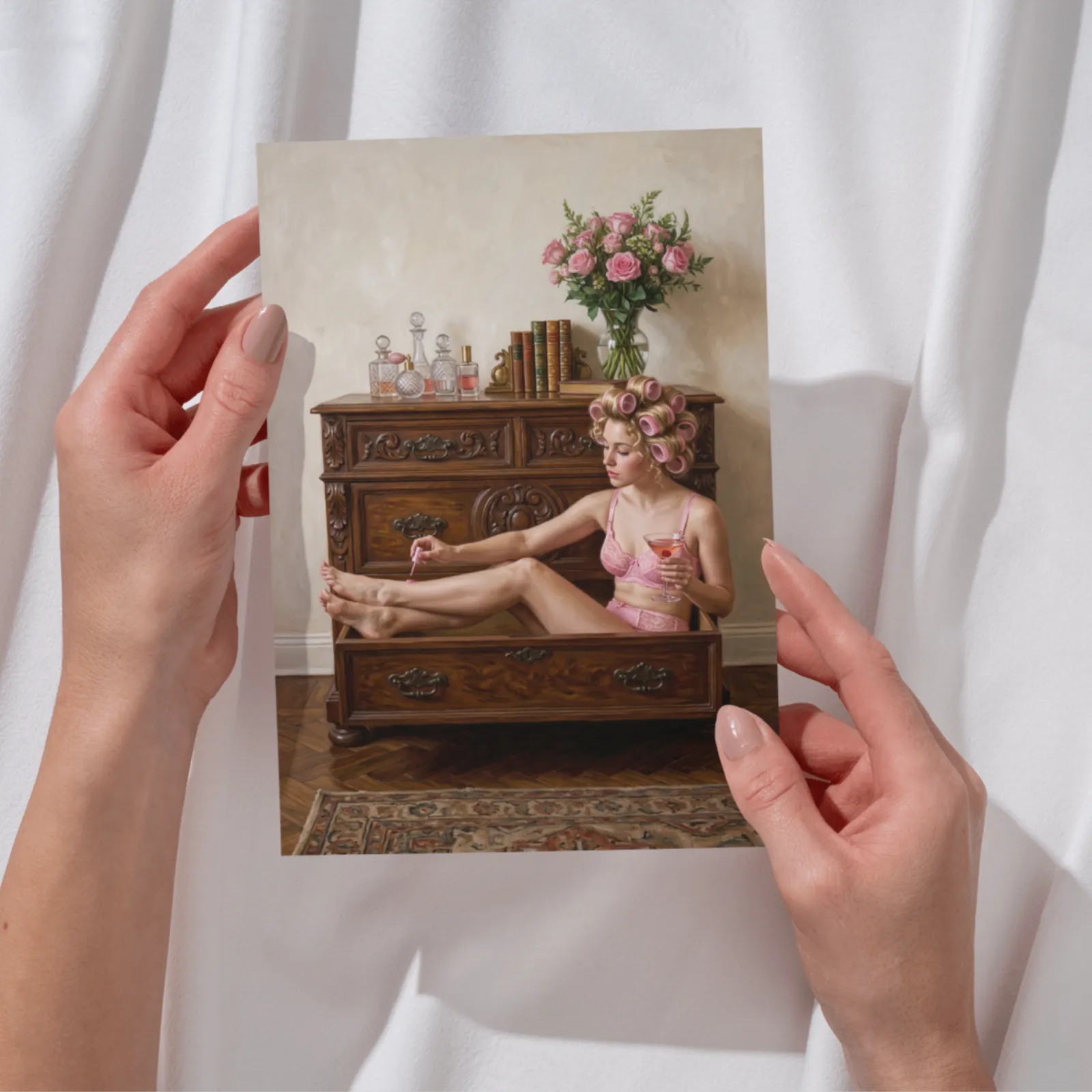 Pin Up Poster Frau Kommode Kunstdruck Vintage