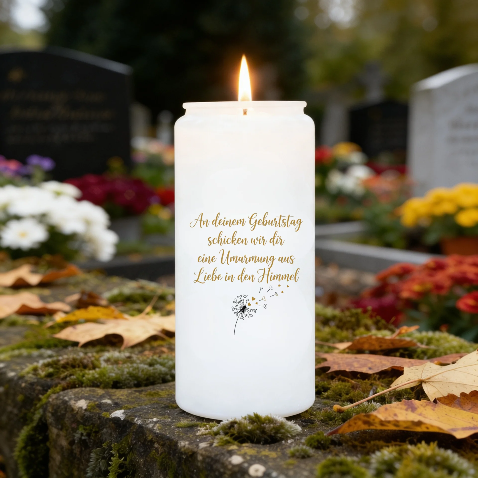 Aufkleber Grabkerze Geburtstag im Himmel Spruch Umarmung