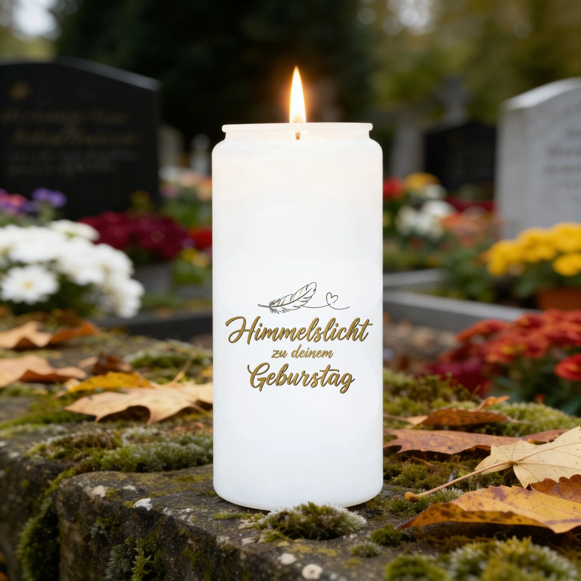 Aufkleber Grabkerze Geburtstag Spruch Himmelslicht