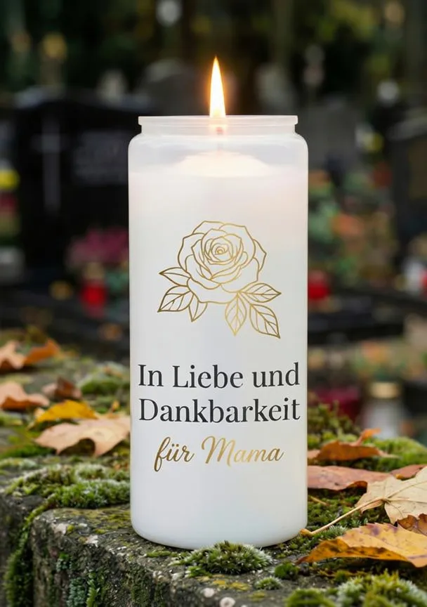 Grabkerzen Aufkleber Mama | In Liebe und Dankbarkeit