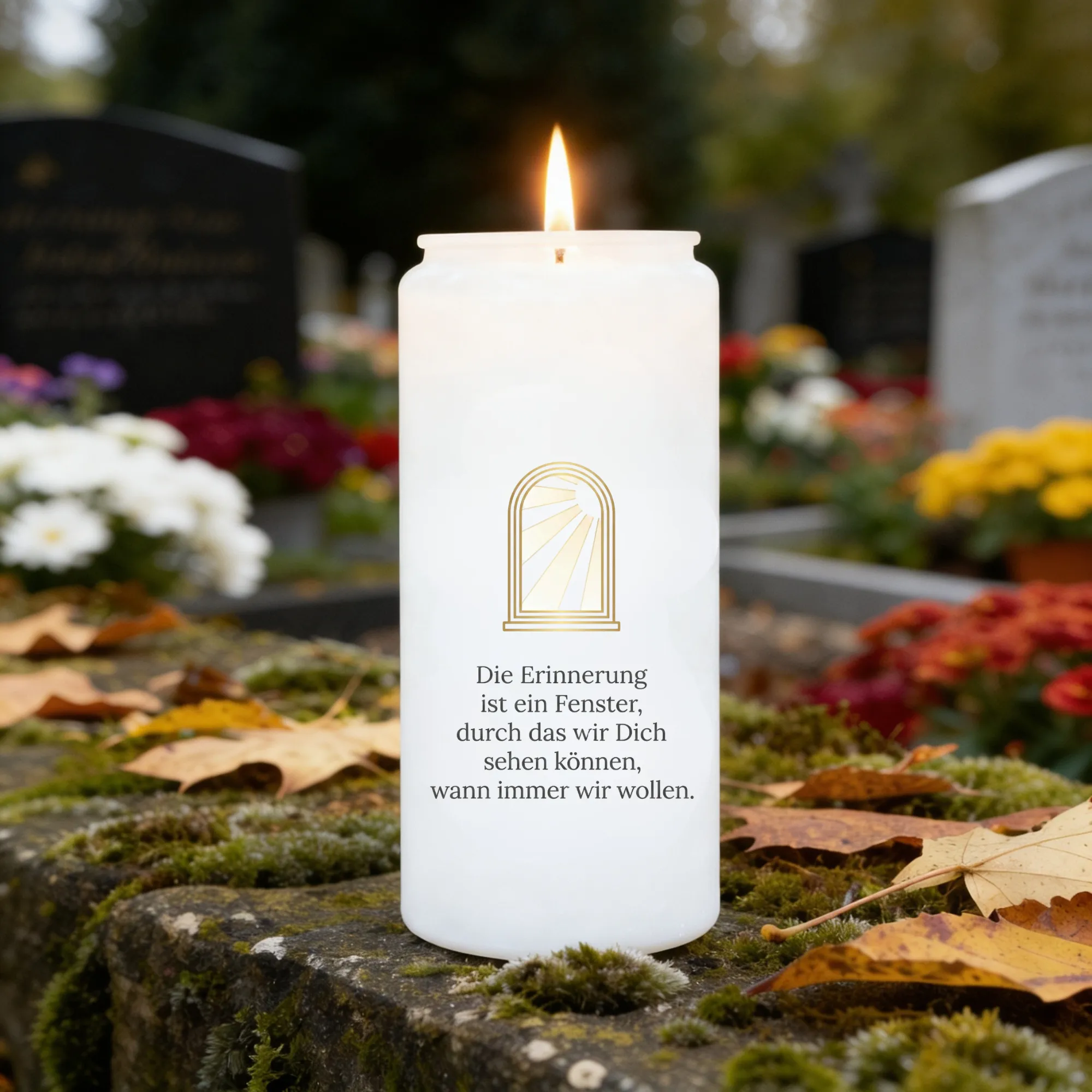 Grabkerzen Aufkleber Erinnerung ist ein Fenster